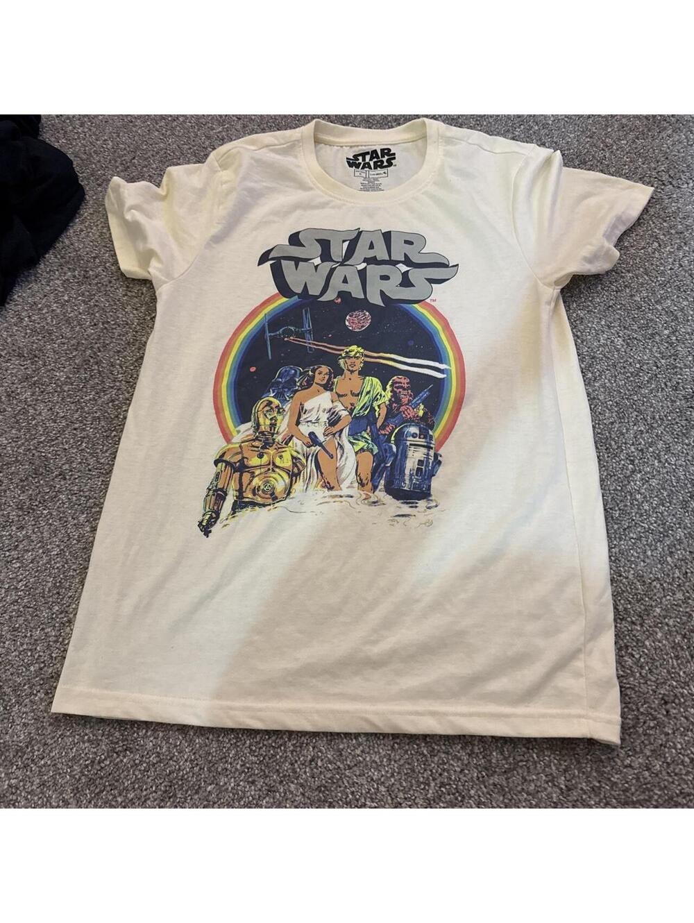 Star Wars Men's White and Cream Tshirt